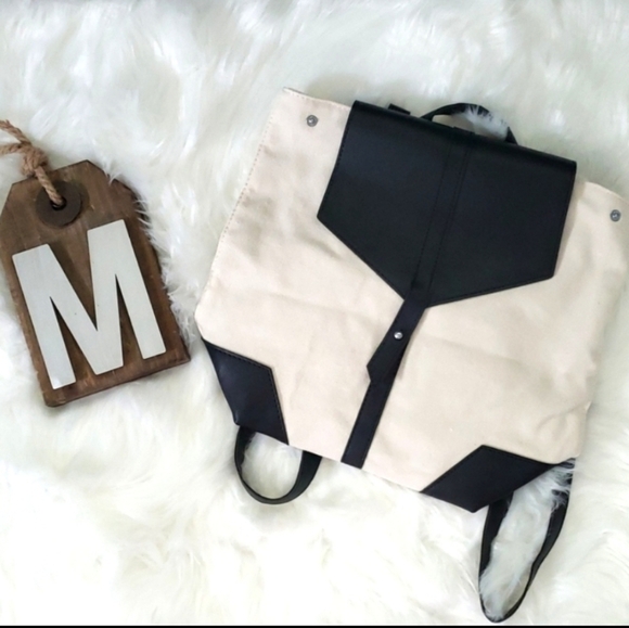 Deux Lux canvas black and cream Demi backpack NWOT main image 7